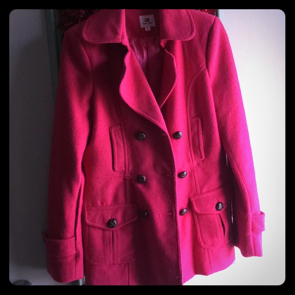 magenta pea coat